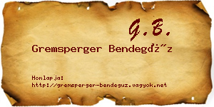 Gremsperger Bendegúz névjegykártya
